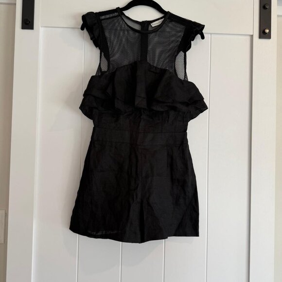 Dresses & Skirts - NWT Ruffle Mesh Top Black Arena Linen Romper